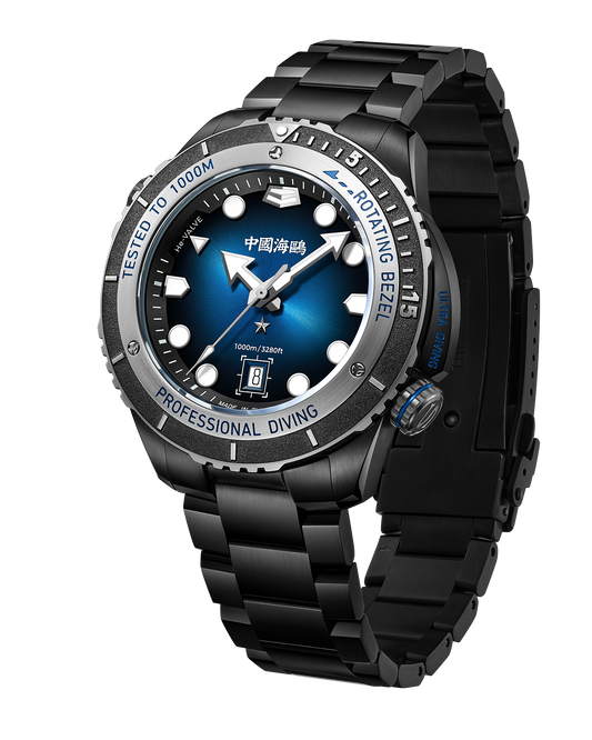 【Seagull Watch】Kilometer Deep Dive Diving Watch (Black Steel Bracelet)