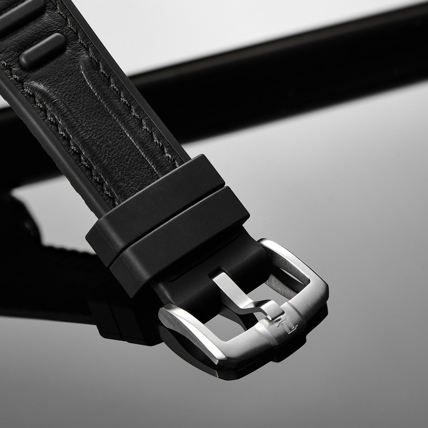【OBLVLO】Mechanic Series Automatic Skeleton Wristwatch with Rubber Strap - Silver