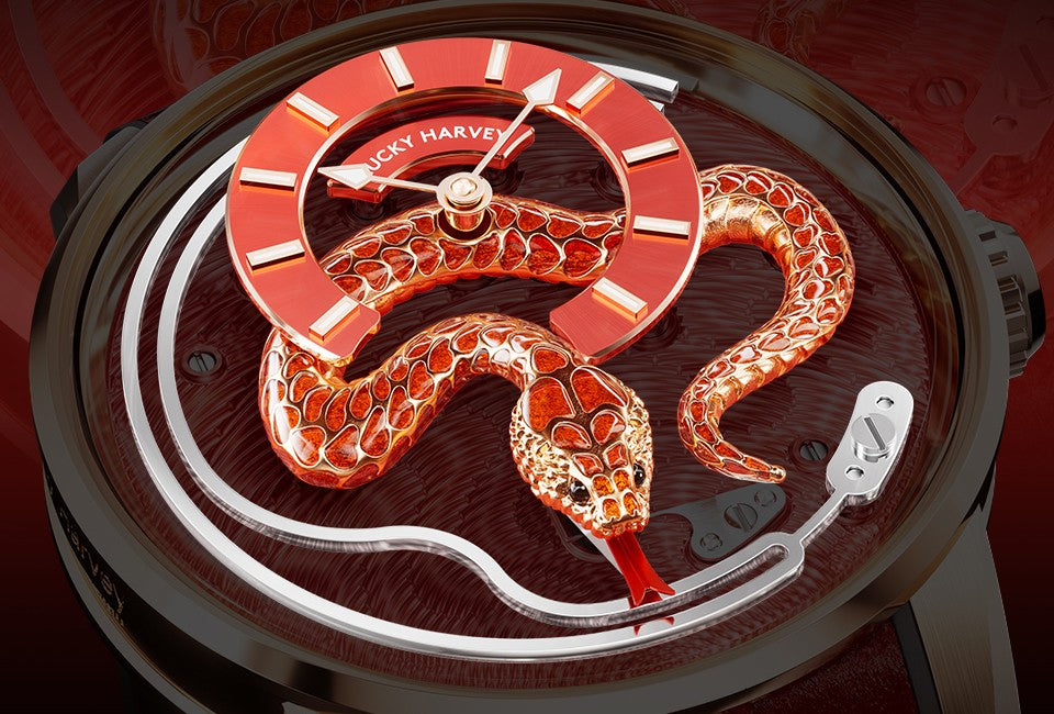 【LuckyHarvey】Master of Craftsmanship Series Enamel Snake (Brocade Red)