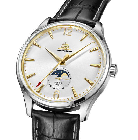 【Shanghai】Chuanglizhe Moon Phase Watch 39mm Automatic Mechanical Wristwatch