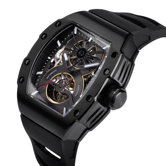 【OLTO-8】SHOT Skeleton Automatic Watch Black