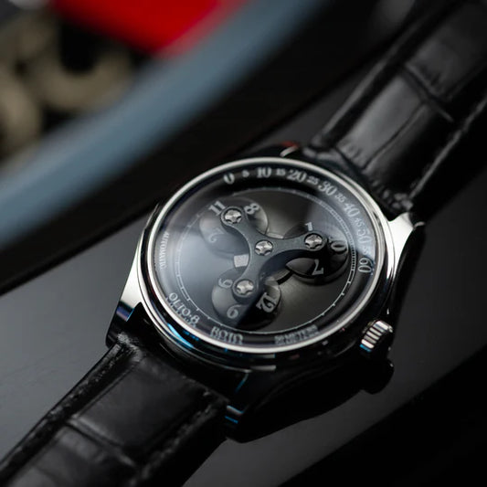 【OLTO-8】ROTO Wandering Hour Automatic Watch Midnight Black