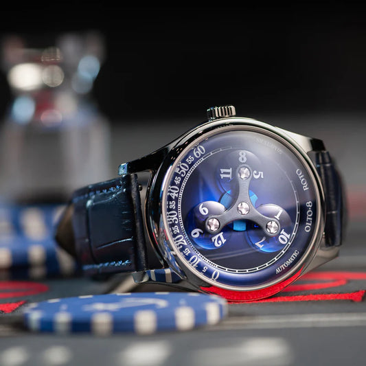 【OLTO-8】ROTO Wandering Hour Automatic Watch Ocean Blue