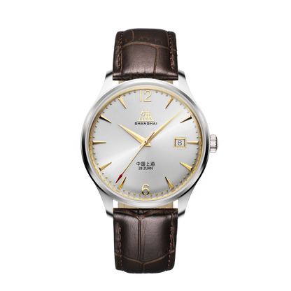 【Shanghai】Tribute Series - Pioneers of Calendar, Golden Sun-ray Dial -  Leather Strap