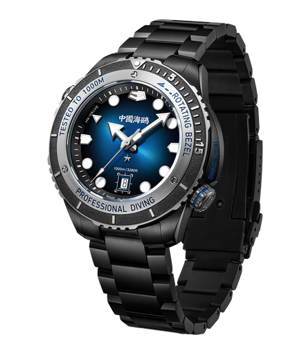 【Seagull Watch】Kilometer Deep Dive Diving Watch (Black Steel Bracelet)