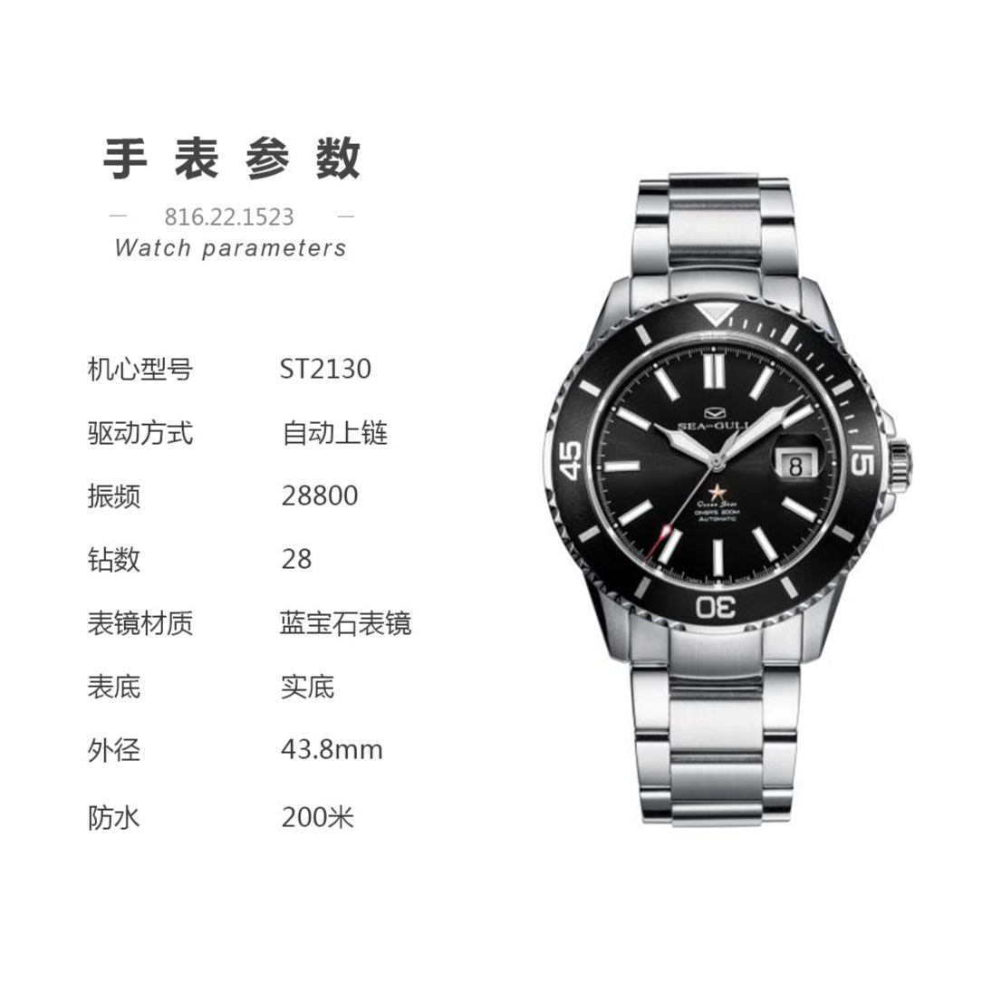 【Seagull Watch】Ocean Classic 816.22.1523