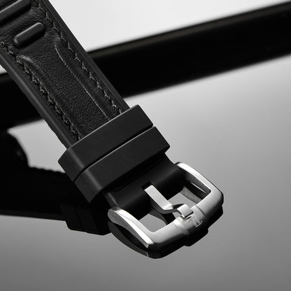 【OBLVLO】Mechanic Series Automatic Skeleton Wristwatch with Rubber Strap - Silver