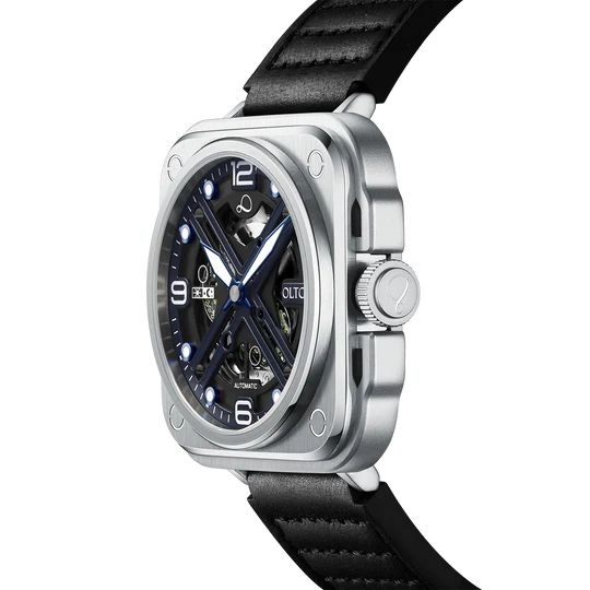【OLTO-8】IRON-X Square Skeleton Automatic Watch Silver