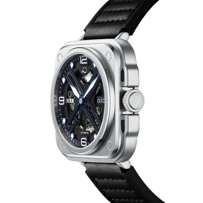 【OLTO-8】IRON-X Square Skeleton Automatic Watch Silver