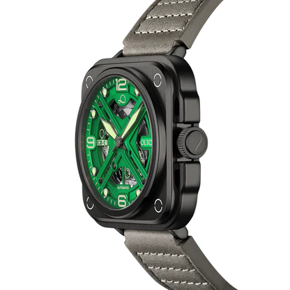 【OLTO-8】IRON-X Square Skeleton Automatic Watch Green