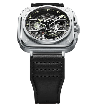 【OLTO-8】IRON-EX Square Skeleton Automatic Watch Silver