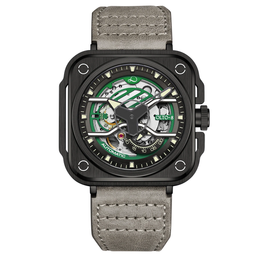 【OLTO-8】IRON-EX Square Skeleton Automatic Watch Green