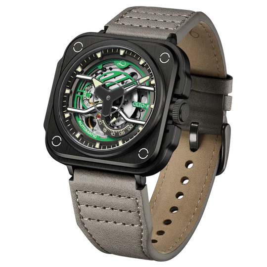 【OLTO-8】IRON-EX Square Skeleton Automatic Watch Green