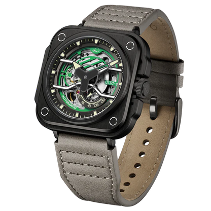 【OLTO-8】IRON-EX Square Skeleton Automatic Watch Green