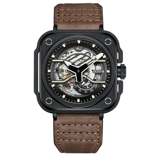 【OLTO-8】IRON-EX Square Skeleton Automatic Watch Brown