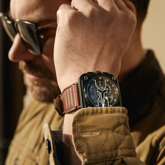 【OLTO-8】IRON-EX Square Skeleton Automatic Watch Brown