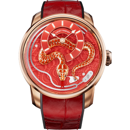 【LuckyHarvey】Master of Craftsmanship Series Enamel Snake (Brocade Red)