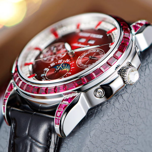 【Reef Tiger】Diamond bezel Moon phase Automatic Watch RGA1988-D-YRBL