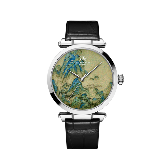 【Shanghai】Revival Series - "Thousand Miles of Rivers and Mountains" · Green Exquisite Embroidery Silk Dial