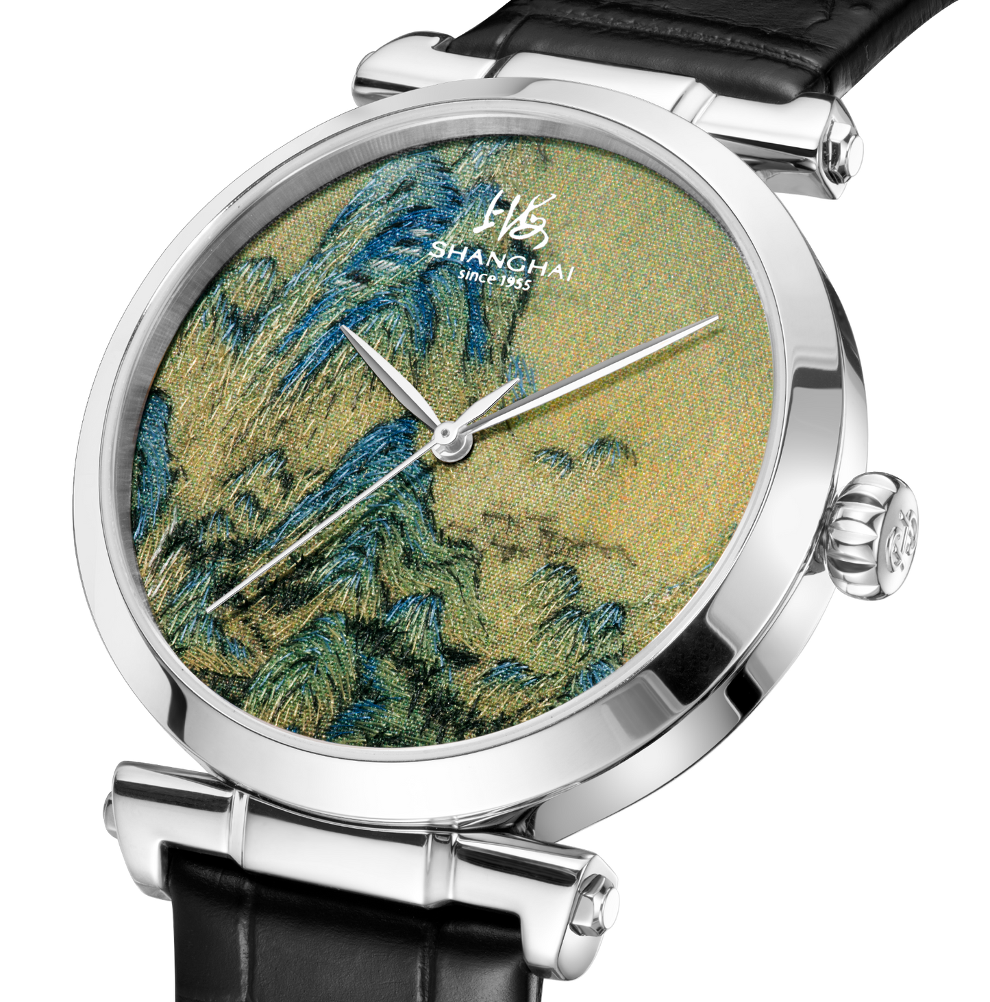 【Shanghai】Revival Series - "Thousand Miles of Rivers and Mountains" · Green Exquisite Embroidery Silk Dial