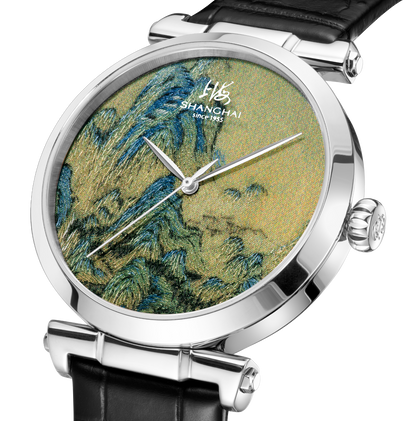 【Shanghai】Revival Series - "Thousand Miles of Rivers and Mountains" · Green Exquisite Embroidery Silk Dial