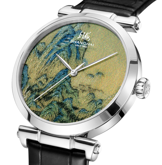 【Shanghai】Revival Series - "Thousand Miles of Rivers and Mountains" · Green Exquisite Embroidery Silk Dial