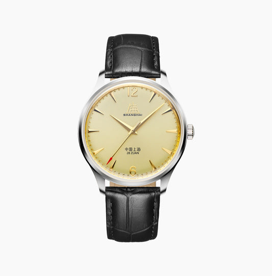 【Shanghai】Tribute Series - Pioneers of Calendar, Golden Sun-ray Dial -  Leather Strap