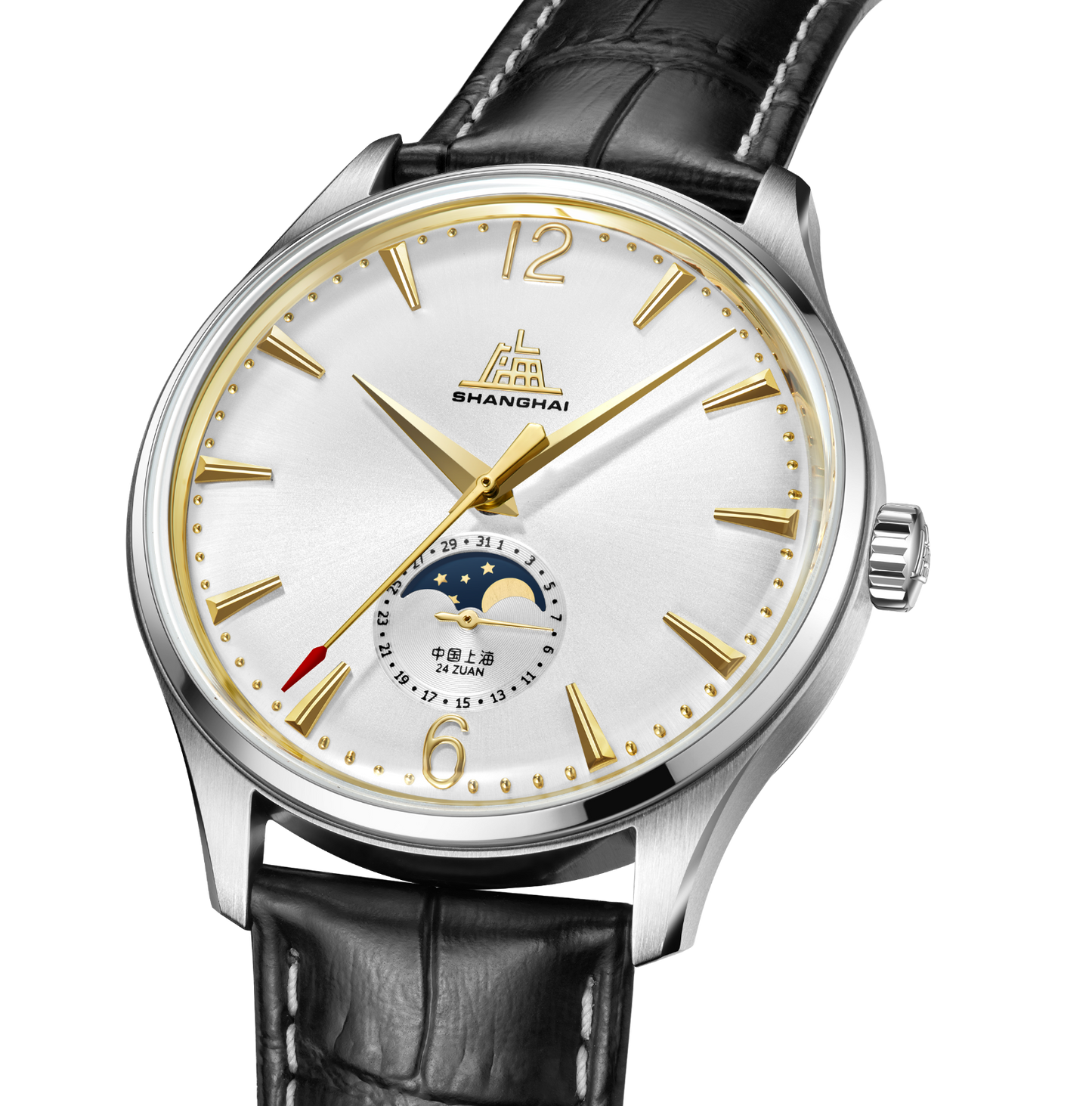【Shanghai】Chuanglizhe Moon Phase Watch 39mm Automatic Mechanical Wristwatch