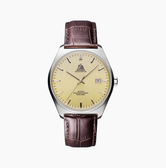【Shanghai】Tribute Series · Chanson  Golden Sun-ray dial Leather strap