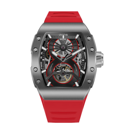 【OLTO-8】SHOT Skeleton Automatic Watch Red