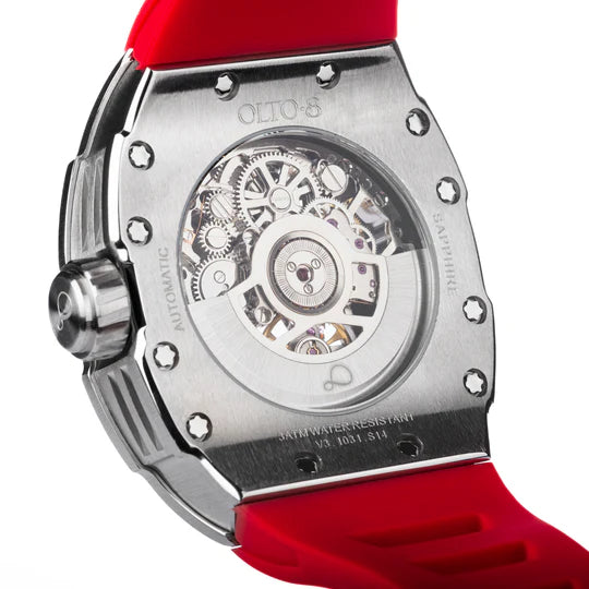 【OLTO-8】SHOT Skeleton Automatic Watch Red