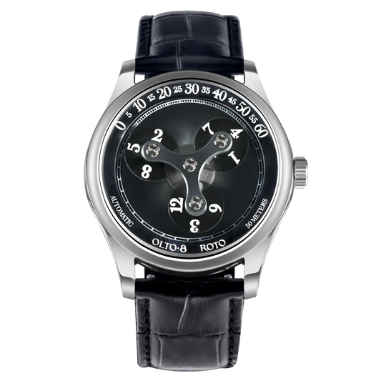 【OLTO-8】ROTO Wandering Hour Automatic Watch Midnight Black