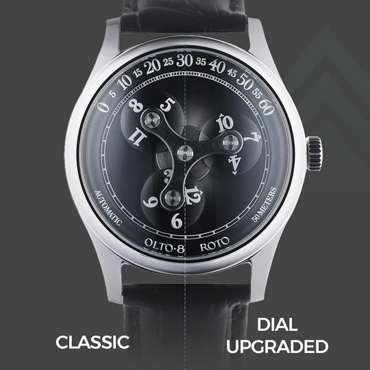 【OLTO-8】ROTO Wandering Hour Automatic Watch Midnight Black