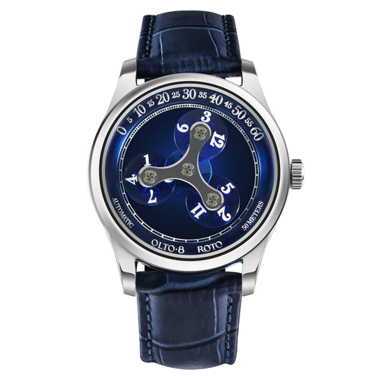 【OLTO-8】ROTO Wandering Hour Automatic Watch Ocean Blue