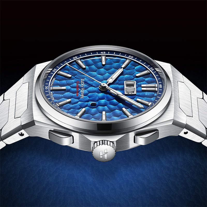 【LuckyHarvey】Chiming Watches Series Hammered Texture Editions （Deep Sea Blue）