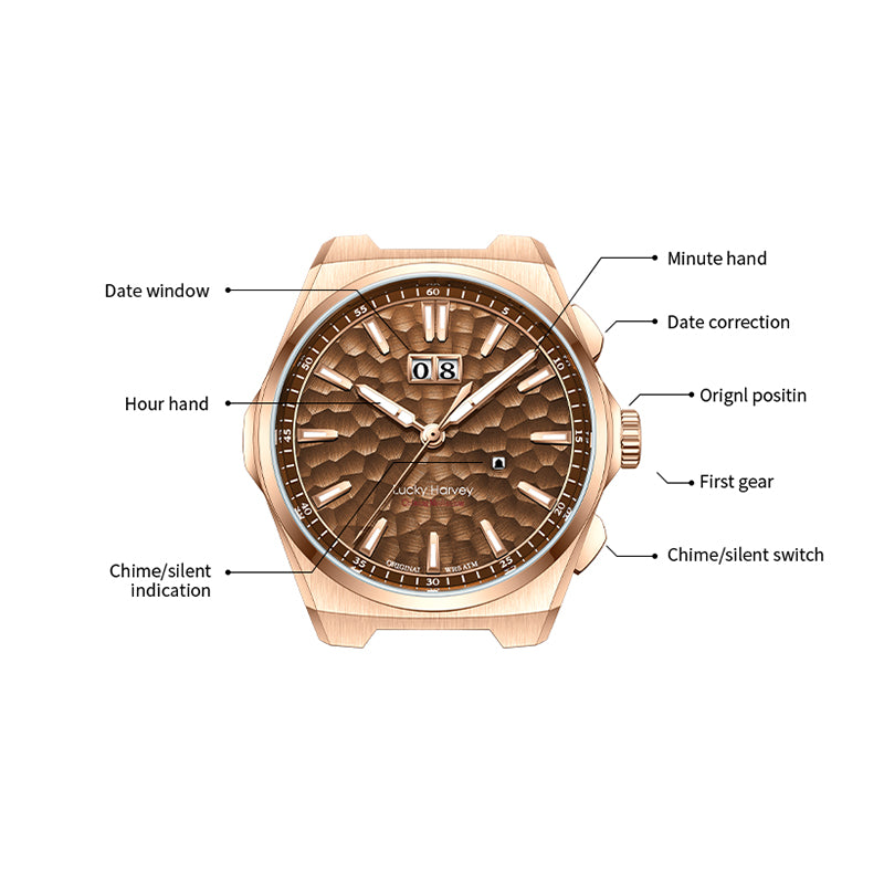 【LuckyHarvey】Chiming Watches Series Hammered Texture Editions （Amber Brown）