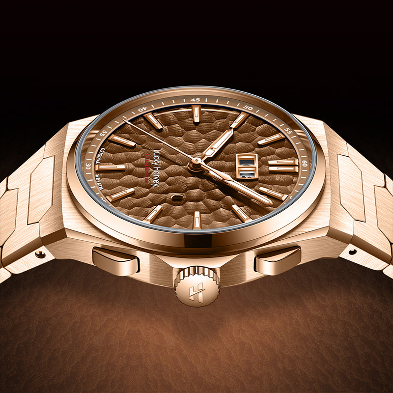 【LuckyHarvey】Chiming Watches Series Hammered Texture Editions （Amber Brown）